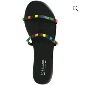Portland Boot Company Multicolor Stud Flat Slide Sandal NWOB
